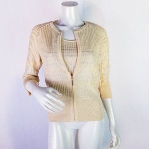 St John Gold tank top cardigan zip up SET sz P